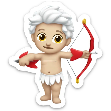 White Cupid holding a bow and areow sticker