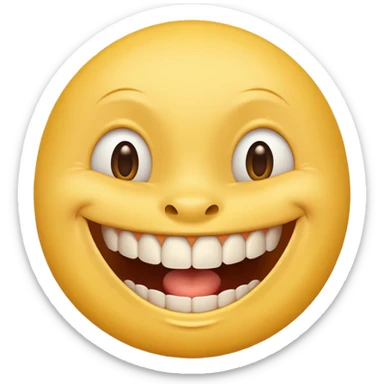 a smiling yellow face with very big teeth like the trivago guy sticker
