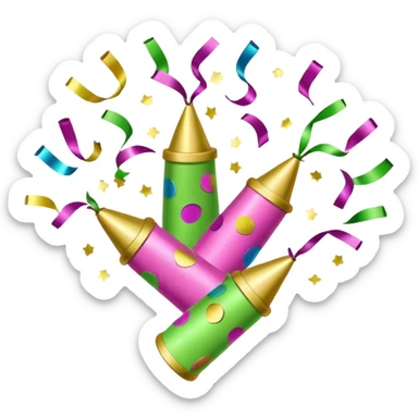 light green and pink party poppers and confetti sticker