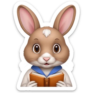 rabbit studying langage sticker