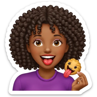 uma mulher negra com cachos com cara de safada mordendo a língua  sticker