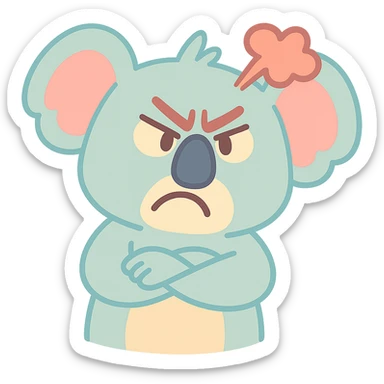 angry koala in pastel toon style sticker