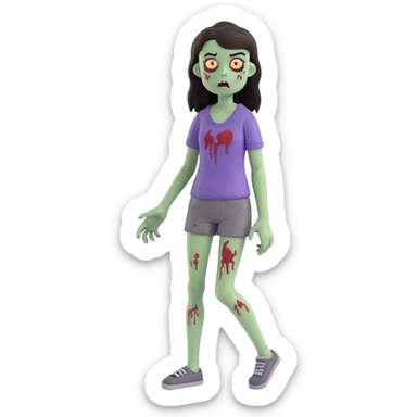 zombie girl with dark hair sticker