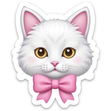 white cat with a pink bow sticker
