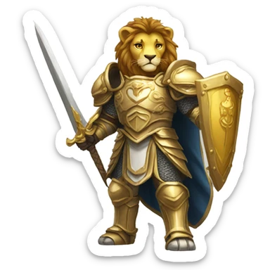 lion paladin ready for battle gold sticker