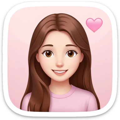 Girl with long brown hair talking to her long-distance boyfriend on video call, smiling sweetly elegant cute delicate lightpink aura  sticker