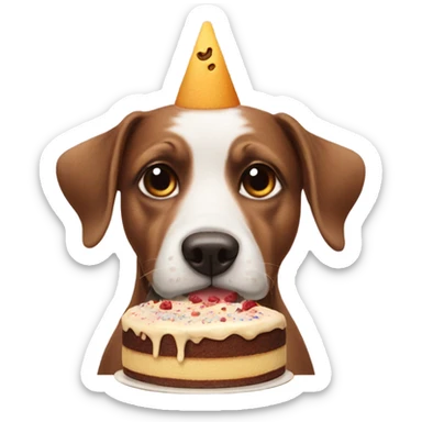 Dog having cake on its head sticker