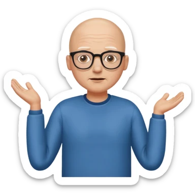 bald man with glasses shrugging sticker