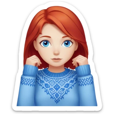 girl with red hair and blue eyes wearing in sweater  sticker