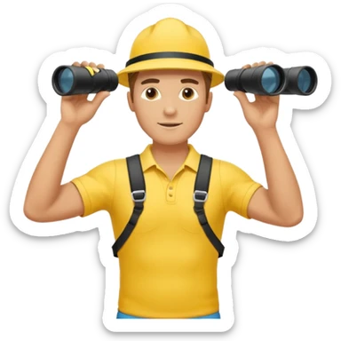 Male lifeguard – yellow shirt, binoculars in hand, scanning the sea, full body sticker