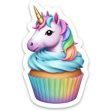  pastel rainbow unicorn cupcake sticker