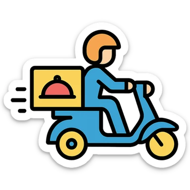 simple icon of food delivery sticker
