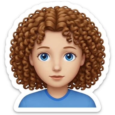 kıvırcık kumral gözü mavi renk sticker