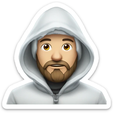 Russian man with beard in a hood covered with snow and ice sticker