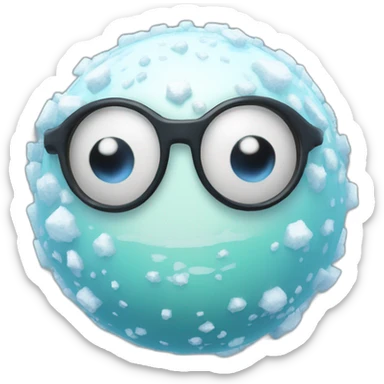 3d sphere with a cartoon elite snow Slime skin texture with four eyes sticker