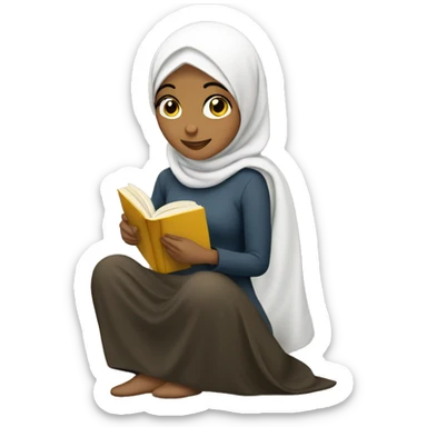 Hijabi reading book sticker