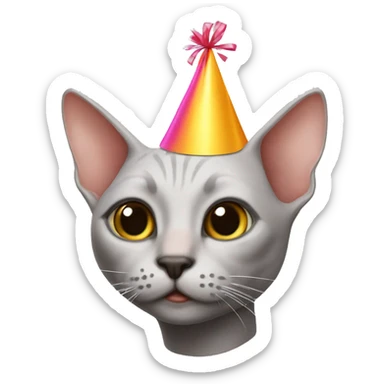 Hairless cat party hat sticker