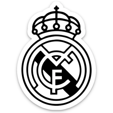 Real Madrid crest, minimal black outlined icon, no fill sticker