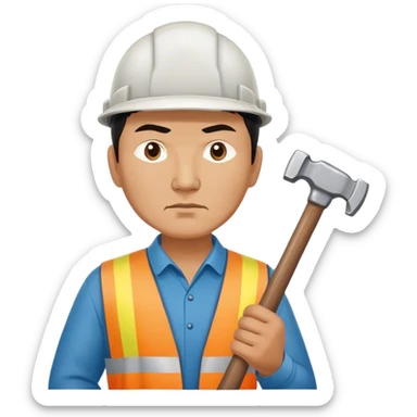 serious kazakh worker middle age photorealistic with hammer sticker