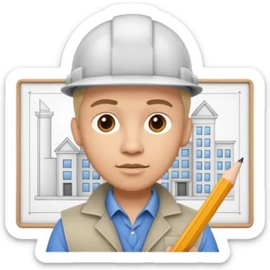 Architecter drawing a building plan sticker