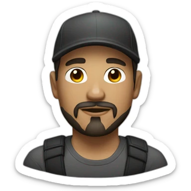 White man dark hair backwards cap goatee no beard sticker