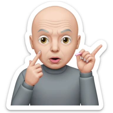 Austin Powers, Dr. evil in gray shirt with pinky finger to mouth sticker