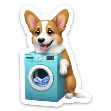 Corgi doing laundry sticker