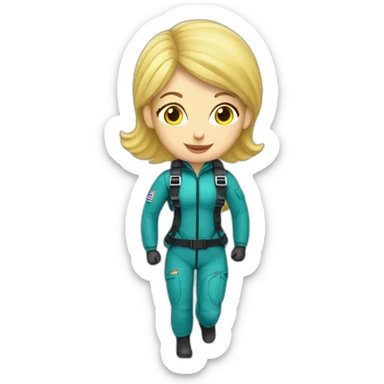 caucasian blonde female skydiver with parachute sticker