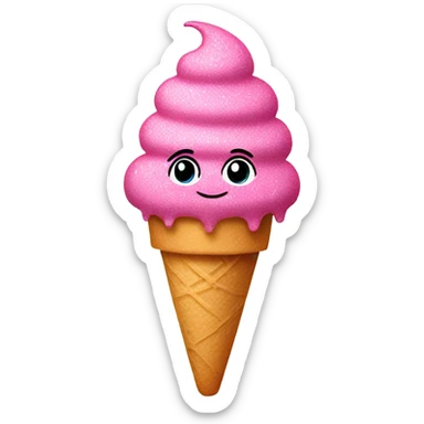 Pink ice cream with glitter sticker
