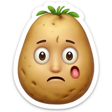Potato that is confused with hand scratching his head sticker