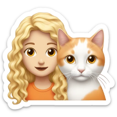 White girl w curly orange girl w her white cat sticker