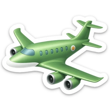 Remove any stars from the airplane. Add one turbine on each wing. Keep the airplane light green. No background. sticker
