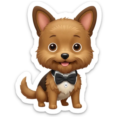 A mini dog with a scruffy but adorable beard, tail wagging excitedly and wearing a little bowtie.




















 sticker