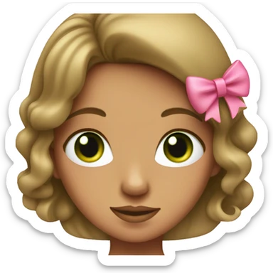 tan girl with blowout hair and green eyes and pink bow sticker