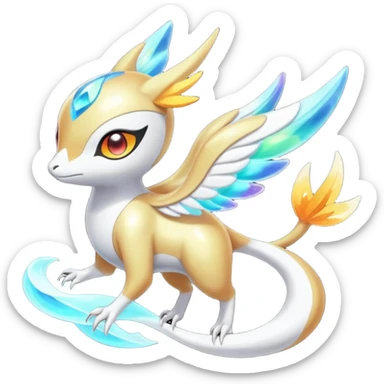 Angelic Divine Bioluminescent Translucent Luminescent Diaphanous Shiny Colorful Meloetta-Latias-Koraidon-Peppercat-Wargreymon-Victini-Protogen-Fakémon-fusion-hybrid-creature sticker