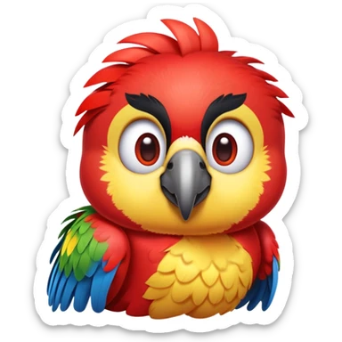 cinematic-cute-macaw-portrait-emoji,-head-tilted-playfully-and-inquisitively,-with-a-dazzling-red-plumage-and-round,-sparkling-eyes-filled-with-charm,-simplified-yet-irresistibly-adorable-features,-highly-detailed sticker