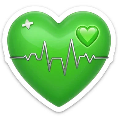 green heart with ECG heartbeat line sticker