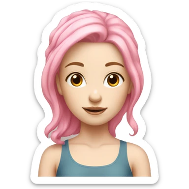 yoga but girl with pink hair and pale skin sticker
