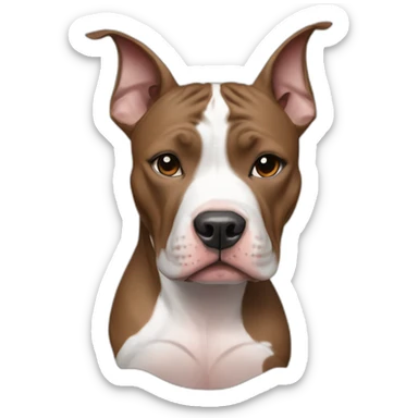 Pitbull with brown and white coloring with a girls with black care white sling and frackles sticker