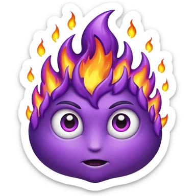 purple fire with eyes sticker