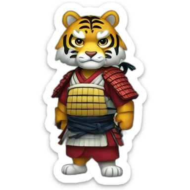 A samurai tiger in a forest in Japan  sticker