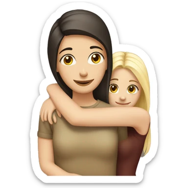 brunette girl hugs blonde  sticker