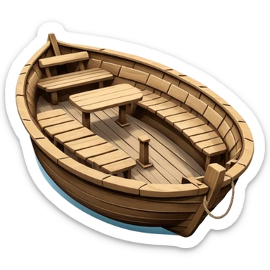 round boat with several seats around the perimeter sticker