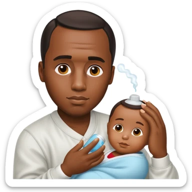 P Diddy relaxing with baby oil, Ohio background sticker