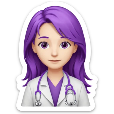 purple long haired doctor sticker