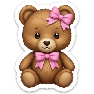 Cute teddy bear with a pink bow. sticker