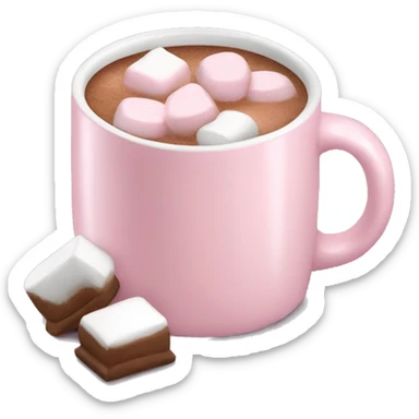 Light Pink mug of hot chocolate with marshmallows  sticker