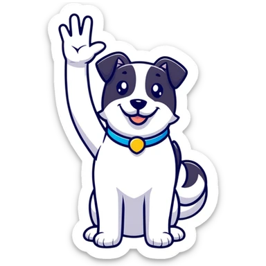 A proud cartoon dog giving a perfect OK hand gesture with sparkles all around sticker