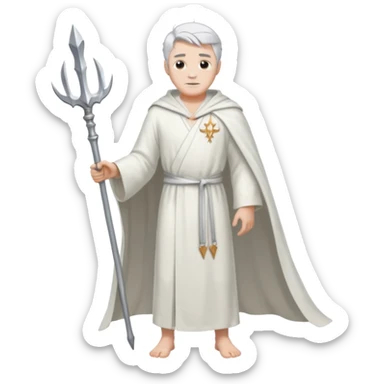 fullbody silverhair god ZEUS, white robe over shoulder, without trident sticker