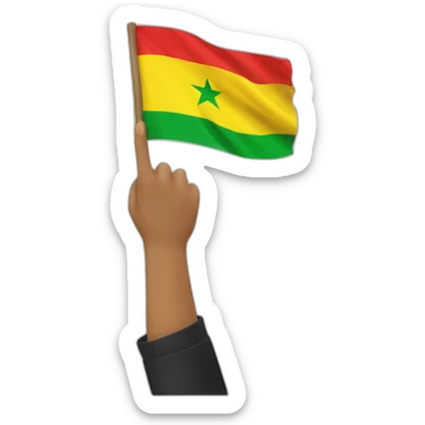 A hand raised a Kurdish flag sticker